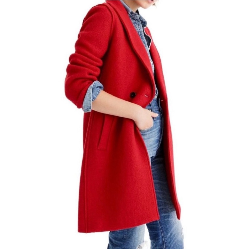 J. Crew Daphne Boiled Wool Topcoat in Red